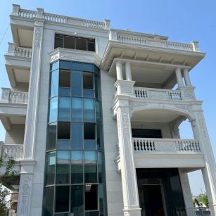 广东 芝麻白花岗岩别墅外墙干挂效果展示