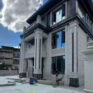 广东 别墅干挂，芝麻白与芝麻黑完美配合