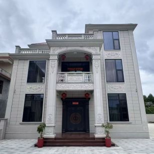 广东 芝麻白石材别墅干挂案例展示