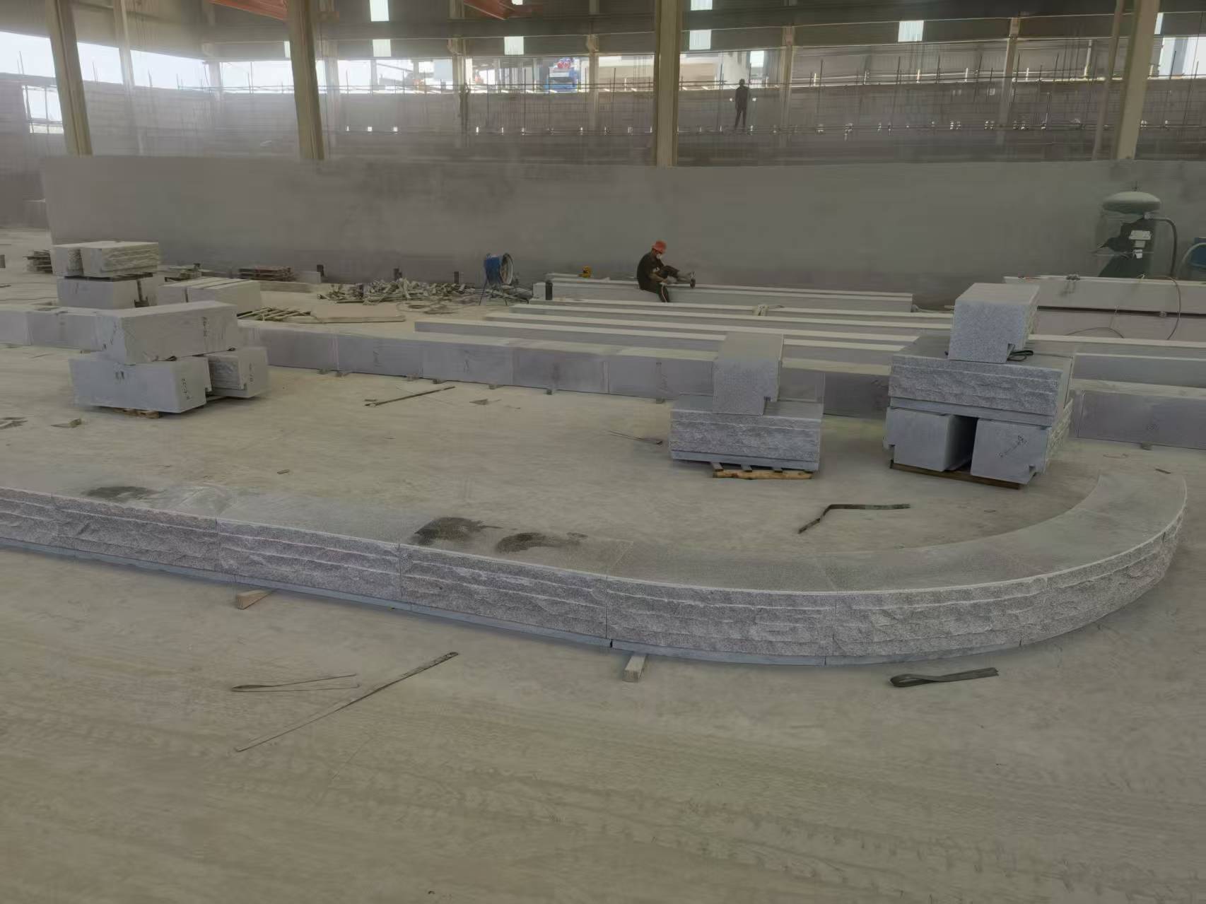 广东 芝麻白整石坐凳（光面+自然面）